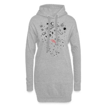 Tesla, Espace, - Sweat-shirt à capuche long Femme - gris chiné - Devant