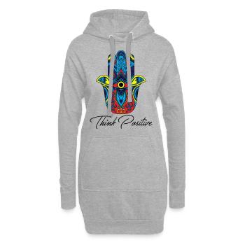 hamsa hand fatima yoga think positive Geschenk - Hoodie-Kleid - Grau meliert - Vorne