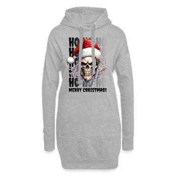 Crâne De Noël Crâne Horreur Effrayant - Sweat-shirt à capuche long Femme - gris chiné - Devant