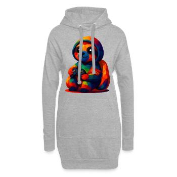 WPAP Polygon Kawaii Style Animal Bébé Paresseux Sweat à capuche - Sweat-shirt à capuche long Femme - gris chiné - Devant