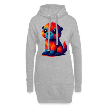 WPAP polygone Kawaii Style bébé loutre animaux - Sweat-shirt à capuche long Femme - gris chiné - Devant