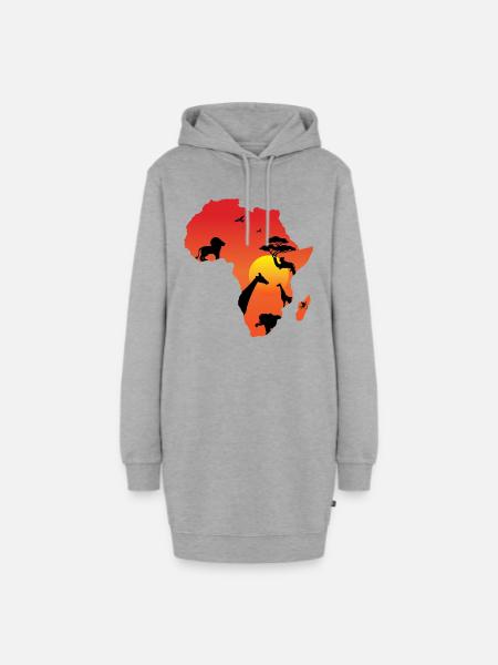 Afrika - Hoodie-Kleid - Grau meliert