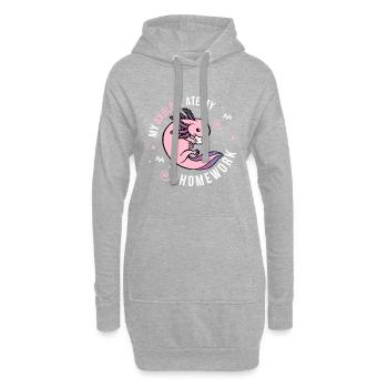 Axolotl étudiant écolière inscription école primaire - Sweat-shirt à capuche long Femme - gris chiné - Devant