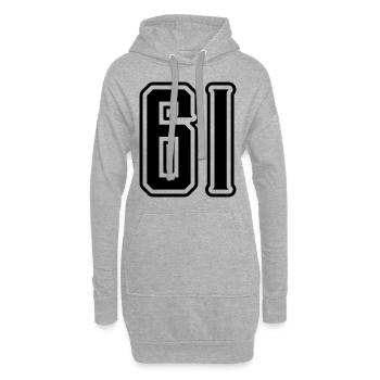 Symbole numérique 61 - Sweat-shirt à capuche long Femme - gris chiné - Devant