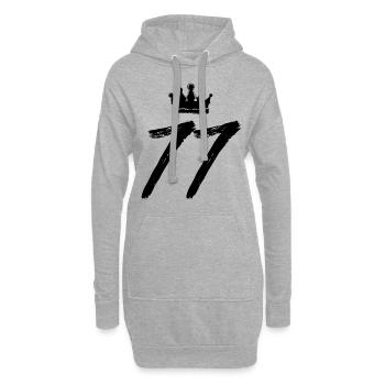 77 Zahl Krone - Hoodie-Kleid - Grau meliert - Vorne