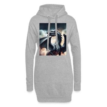 Dragon gris - Sweat-shirt à capuche long Femme - gris chiné - Devant