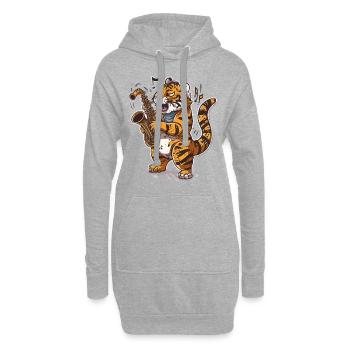 Saxophonist Tiger - Hoodie-Kleid - Grau meliert - Vorne