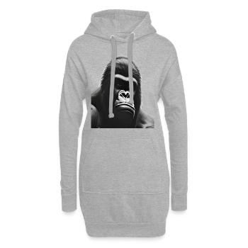 Gorille à dos argenté - Sweat-shirt à capuche long Femme - gris chiné - Devant