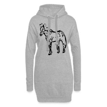 Chevaux T-shirt Cadeau Cavalier - Sweat-shirt à capuche long Femme - gris chiné - Devant