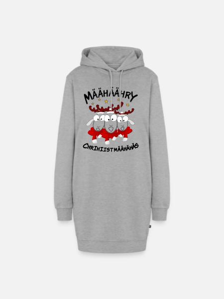 Merry Christmas singende Rentier - Hoodie-Kleid - Grau meliert