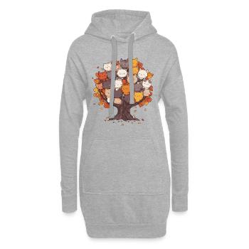 Baum aus Katzen Cartoon Stil - Hoodie-Kleid - Grau meliert - Vorne