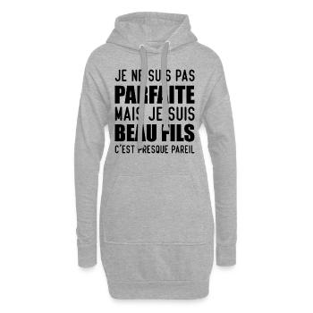 Je Ne Suis Pas Parfaite Mais Je Suis Beau Fils - Sweat-shirt à capuche long Femme - gris chiné - Devant