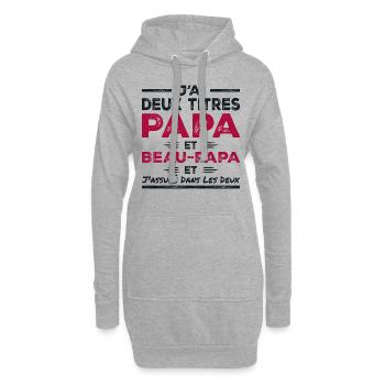 Ich habe zwei Titel: Papa und Stiefvater - Hoodie-Kleid - Grau meliert - Vorne