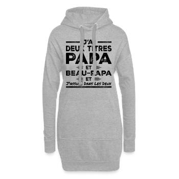 Ich habe zwei Titel: Papa und Stiefvater - Hoodie-Kleid - Grau meliert - Vorne