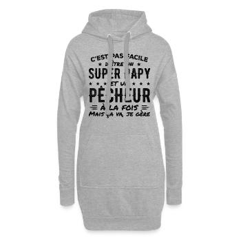 Super-Opa und Fischer-Geschenk - Hoodie-Kleid - Grau meliert - Vorne