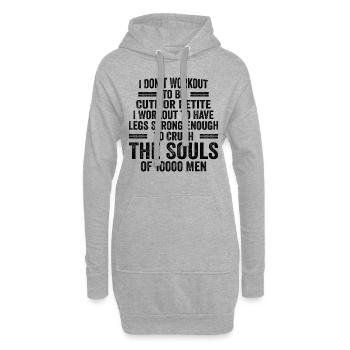 Ich trainiere nicht, um süß oder zierlich zu sein - Workout - Hoodie-Kleid - Grau meliert - Vorne