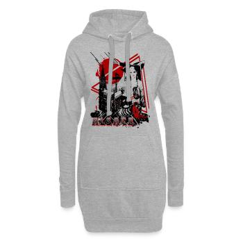 Région Alsace - Sweat-shirt à capuche long Femme - gris chiné - Devant
