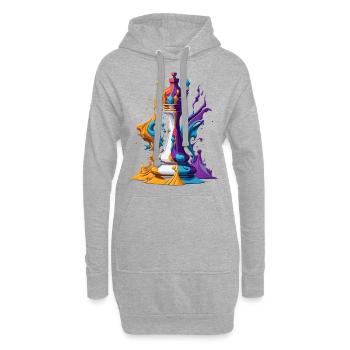 Schachfigur - Hoodie-Kleid - Grau meliert - Vorne