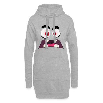 Monster-Gesicht - Hoodie-Kleid - Grau meliert - Vorne