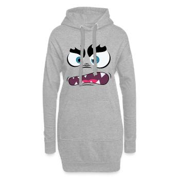 Monster-Gesicht - Hoodie-Kleid - Grau meliert - Vorne