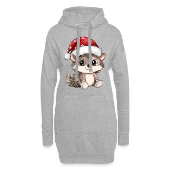 hérisson Noël mignon Noël mignon Noël - Sweat-shirt à capuche long Femme - gris chiné - Devant