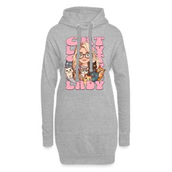 Chat Dame Chats Femme Fille J’aime les chats Drôle - Sweat-shirt à capuche long Femme - gris chiné - Devant