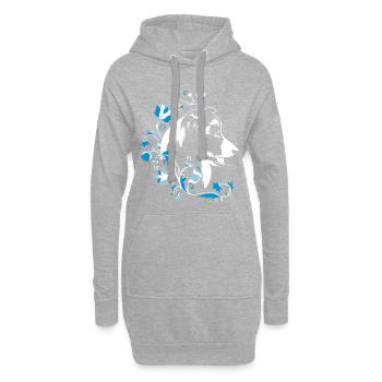 Border Collie Fleurs 3 - Sweat-shirt à capuche long Femme - gris chiné - Devant