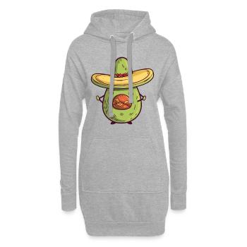 Mexikanische Avocado mit Sombrero – Kulturelles De - Hoodie-Kleid - Grau meliert - Vorne