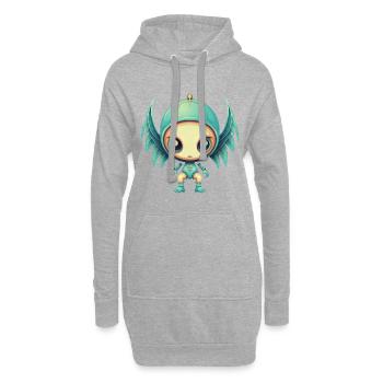alien Engel Flügel Cyborg - Futuristisches Design - Hoodie-Kleid - Grau meliert - Vorne