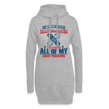 I Just want to play Skateboarding - lustig skater - Hoodie-Kleid - Grau meliert - Vorne