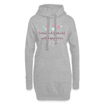 Surround yourself with happiness - Glückseligkeit - Hoodie-Kleid - Grau meliert - Vorne
