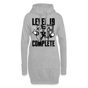 Level 19 Complete Geburtstagsgeschenk 19 Jahre - Hoodie-Kleid - Grau meliert - Vorne