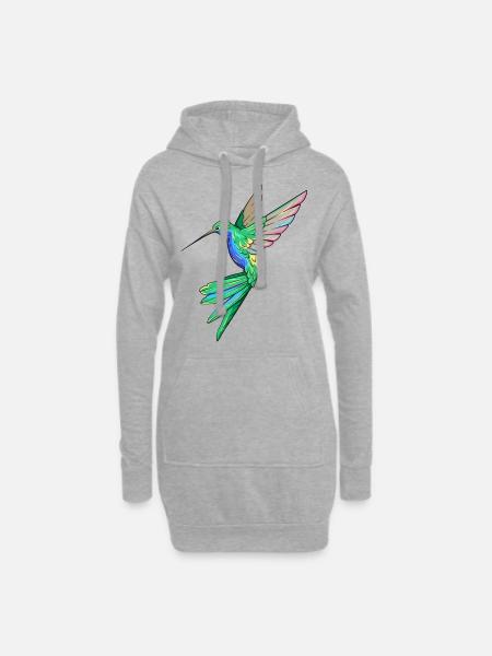 Kolibri Vogel Federn - Hoodie-Kleid - Grau meliert