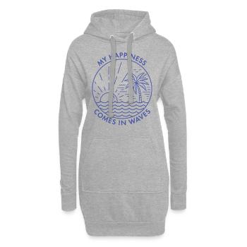 Mon bonheur vient par vagues - Sweat-shirt à capuche long Femme - gris chiné - Devant
