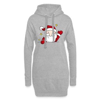 Comic Weihnachtsmann - Hoodie-Kleid - Grau meliert - Vorne