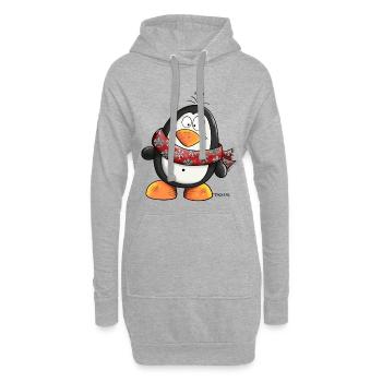 Der Pinguin - Hoodie-Kleid - Grau meliert - Vorne