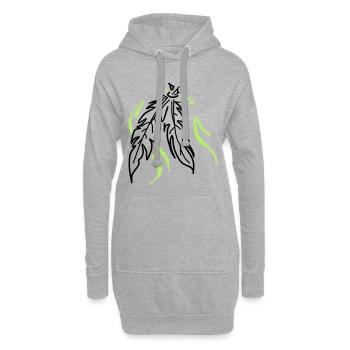 Zusammen gebunden – Spirituelle Federn - Hoodie-Kleid - Grau meliert - Vorne