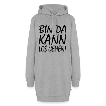Bin da kann losgehen - Hoodie-Kleid - Grau meliert - Vorne