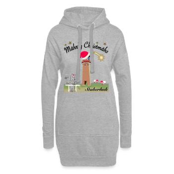 Weihnachten Leuchtturm Staberhuk, kultiger Wolf - Hoodie-Kleid - Grau meliert - Vorne