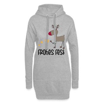 Weihnachten - Hoodie-Kleid - Grau meliert - Vorne
