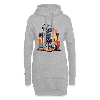 Retro Kamera - Hoodie-Kleid - Grau meliert - Vorne