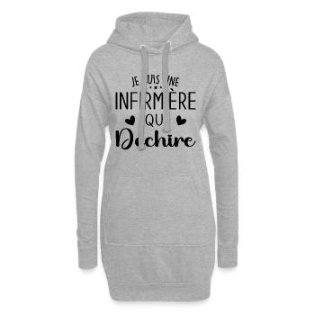 Ich bin eine Krankenschwester, die rockt - Hoodie-Kleid - Grau meliert - Vorne