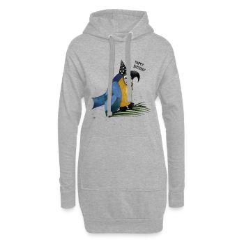 Happy Birthday Papagei Illustration - Hoodie-Kleid - Grau meliert - Vorne