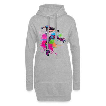 Patineuse à roulettes fille - Sweat-shirt à capuche long Femme - gris chiné - Devant