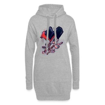 AntiFa - Sweat-shirt à capuche long Femme - gris chiné - Devant
