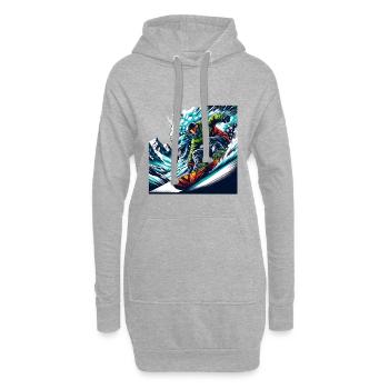 Adrenalinischer Snowboarder mit Drachenmotif - Hoodie-Kleid - Grau meliert - Vorne