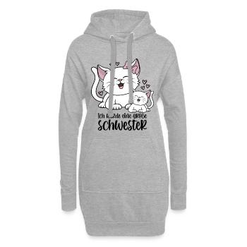 Ich werde eine große Schwester - Katzen Baby Katze - Hoodie-Kleid - Grau meliert - Vorne