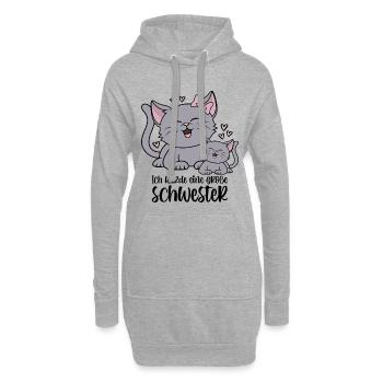 Ich werde eine große Schwester Katze Katzen Kinder - Hoodie-Kleid - Grau meliert - Vorne