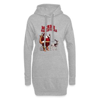 Weihnachts-Santa mit Rentier Motiv - Hoodie-Kleid - Grau meliert - Vorne