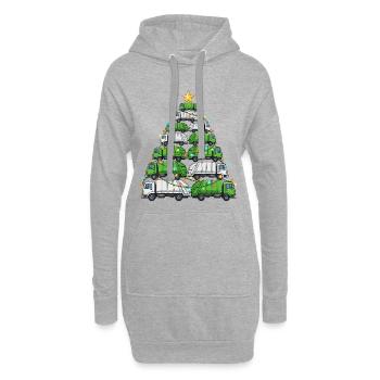 Cadeau drôle de sapin de Noël pour camion poubelle - Sweat-shirt à capuche long Femme - gris chiné - Devant